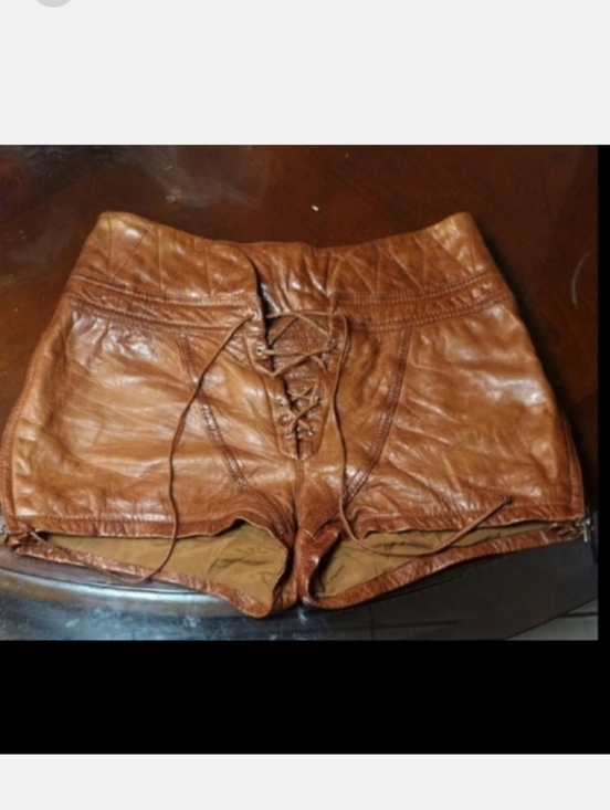 Alexander Wang Pants - Alexander Wang Tan Leather Lace-Up High Waist Shorts